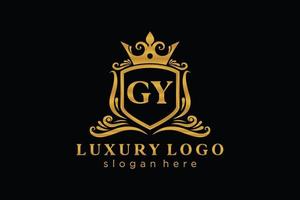 Initial GY Letter Royal Luxury Logo template in vector art for Restaurant, Royalty, Boutique, Cafe, Hotel, Heraldic, Jewelry, Fashion and other vector illustration.