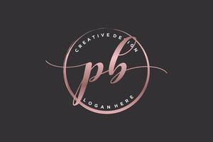 Initial PB handwriting logo with circle template vector signature, wedding, fashion, floral and botanical with creative template.