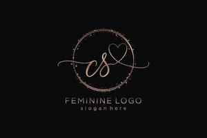 Initial CS handwriting logo with circle template vector logo of initial wedding, fashion, floral and botanical with creative template.