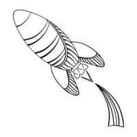 Outline space ship illustration. Rocket. Isolated on white background. vector