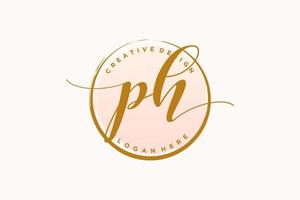 logotipo de escritura a mano de ph inicial con firma vectorial de plantilla de círculo, boda, moda, floral y botánica con plantilla creativa. vector