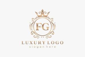 plantilla de logotipo de lujo real con letra fg inicial en arte vectorial para restaurante, realeza, boutique, cafetería, hotel, heráldica, joyería, moda y otras ilustraciones vectoriales. vector