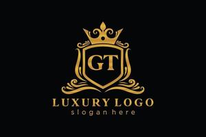 Initial GT Letter Royal Luxury Logo template in vector art for Restaurant, Royalty, Boutique, Cafe, Hotel, Heraldic, Jewelry, Fashion and other vector illustration.