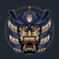 diseño de camiseta de ilustración de vector de samurai japonés premium