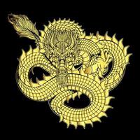 Gold chinese dragon illustration vector