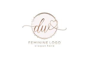Initial DW handwriting logo with circle template vector logo of initial wedding, fashion, floral and botanical with creative template.
