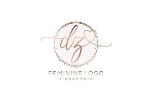 Initial DZ handwriting logo with circle template vector logo of initial wedding, fashion, floral and botanical with creative template.