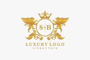 Initial SB Letter Lion Royal Luxury Logo template in vector art for Restaurant, Royalty, Boutique, Cafe, Hotel, Heraldic, Jewelry, Fashion and other vector illustration.