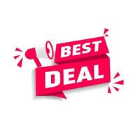 Best deal banner, ribbon, megaphone icon flat design. Vector illustration on white background.