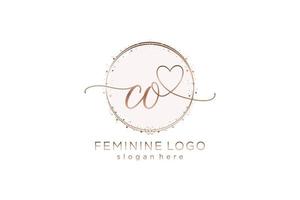 Initial CO handwriting logo with circle template vector logo of initial wedding, fashion, floral and botanical with creative template.
