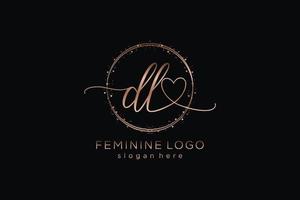 Initial DL handwriting logo with circle template vector logo of initial wedding, fashion, floral and botanical with creative template.