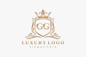 plantilla de logotipo de lujo real de letra gg inicial en arte vectorial para restaurante, realeza, boutique, cafetería, hotel, heráldica, joyería, moda y otras ilustraciones vectoriales. vector