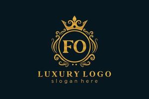 Initial FO Letter Royal Luxury Logo template in vector art for Restaurant, Royalty, Boutique, Cafe, Hotel, Heraldic, Jewelry, Fashion and other vector illustration.