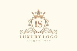 Initial IS Letter Royal Luxury Logo template in vector art for Restaurant, Royalty, Boutique, Cafe, Hotel, Heraldic, Jewelry, Fashion and other vector illustration.