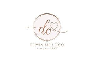 Initial DO handwriting logo with circle template vector logo of initial wedding, fashion, floral and botanical with creative template.