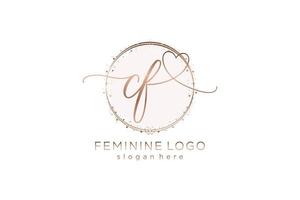 Initial CF handwriting logo with circle template vector logo of initial wedding, fashion, floral and botanical with creative template.