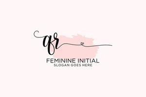 Initial QR beauty monogram and elegant logo design handwriting logo of initial signature, wedding, fashion, floral and botanical with creative template. vector