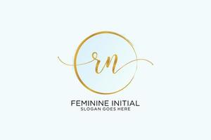 Initial RN handwriting logo with circle template vector signature, wedding, fashion, floral and botanical with creative template.