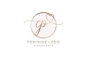 Initial CP handwriting logo with circle template vector logo of initial wedding, fashion, floral and botanical with creative template.