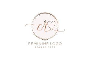 Initial CR handwriting logo with circle template vector logo of initial wedding, fashion, floral and botanical with creative template.
