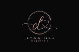 Initial CL handwriting logo with circle template vector logo of initial wedding, fashion, floral and botanical with creative template.