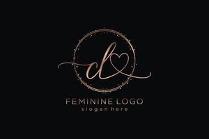 Initial CL handwriting logo with circle template vector logo of initial wedding, fashion, floral and botanical with creative template.