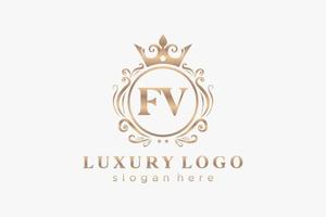 Initial FV Letter Royal Luxury Logo template in vector art for Restaurant, Royalty, Boutique, Cafe, Hotel, Heraldic, Jewelry, Fashion and other vector illustration.