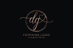 Initial DG handwriting logo with circle template vector logo of initial wedding, fashion, floral and botanical with creative template.