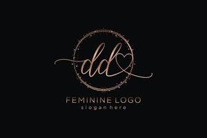 Initial DD handwriting logo with circle template vector logo of initial wedding, fashion, floral and botanical with creative template.