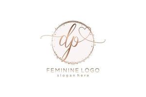 Initial DP handwriting logo with circle template vector logo of initial wedding, fashion, floral and botanical with creative template.