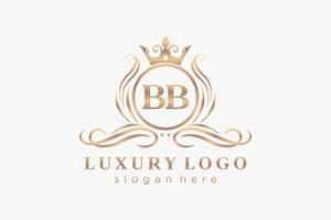 Initial BB Letter Royal Luxury Logo template in vector art for Restaurant, Royalty, Boutique, Cafe, Hotel, Heraldic, Jewelry, Fashion and other vector illustration.