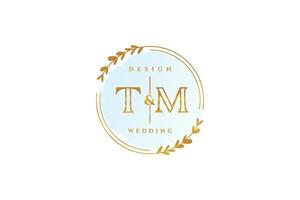 Initial TM beauty monogram and elegant logo design handwriting logo of initial signature, wedding, fashion, floral and botanical with creative template. vector