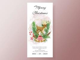 postal con ilustración de animal y elemento navideño vector