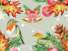 seamless pattern with illustration of animal and christmas element vector