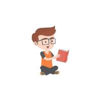 reading animation design, child reading a book, child sitting reading a book vector