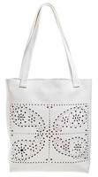 white leather female bag with perforated pattern photo