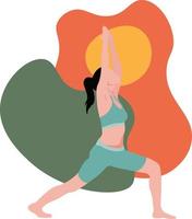 conjunto de joven atlética delgada haciendo yoga y fitness. estilo de vida saludable. colección de personajes de dibujos animados femeninos que demuestran varias posiciones de yoga aisladas sobre fondo blanco - vector