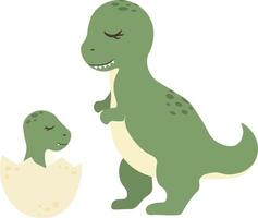 Dinosaur with a Child isolated Vector illustration on white background