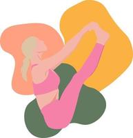 conjunto de joven atlética delgada haciendo yoga y fitness. estilo de vida saludable. colección de personajes de dibujos animados femeninos que demuestran varias posiciones de yoga aisladas sobre fondo blanco - vector
