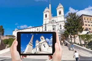 tourist photographs Church and Spanish Steps photo