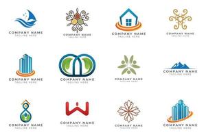 Logo set modern and creative branding idea collection for business company. vector