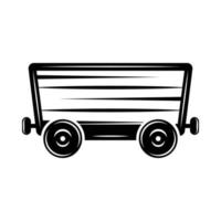 vagón de carro minero antiguo. se puede usar como emblema, logotipo, placa, etiqueta. marca, cartel o impresión. arte gráfico monocromático. vector