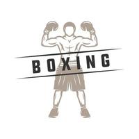 Vintage retro boxer. Can be used for logo, badge, emblem, mark, label. Graphic Art. Vector Illustration.