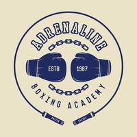 Boxing and martial arts logo, badge or label in vintage style. Vector illustration