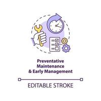 Preventative maintenance, early management concept icon. Total productive maintenance abstract idea thin line illustration. Isolated outline drawing. Editable stroke. vector