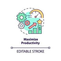 Maximize productivity concept icon. Purpose of lean manufacturing abstract idea thin line illustration. Isolated outline drawing. Editable stroke. vector