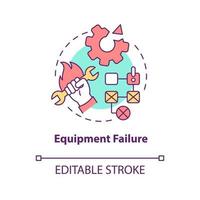 Equipment failure concept icon. Machine breakage. Lean manufacturing disadvantage abstract idea thin line illustration. Isolated outline drawing. Editable stroke. vector