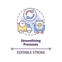 Streamlining processes concept icon. Lean manufacturing principle abstract idea thin line illustration. Isolated outline drawing. Editable stroke. vector