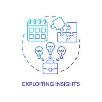 Exploiting insights blue gradient concept icon. Innovation management abstract idea thin line illustration. Build insightful knowledge. Isolated outline drawing. vector