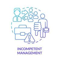 Incompetent management blue gradient concept icon. Cooperative society drawback abstract idea thin line illustration. Low engagement. Isolated outline drawing. vector
